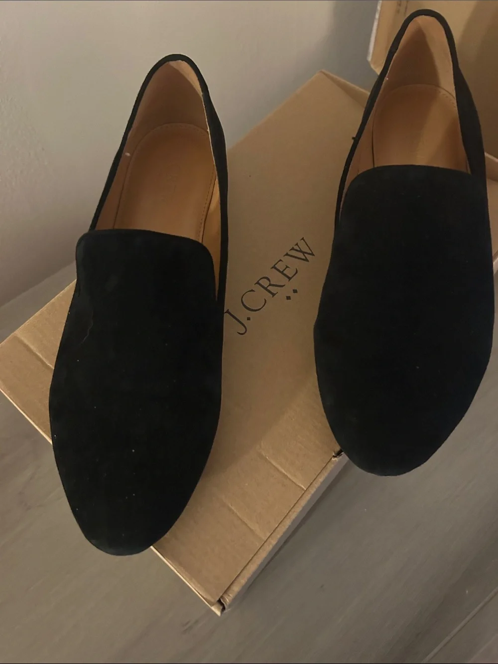 J. Crew Black Suede Slip-On Loafers